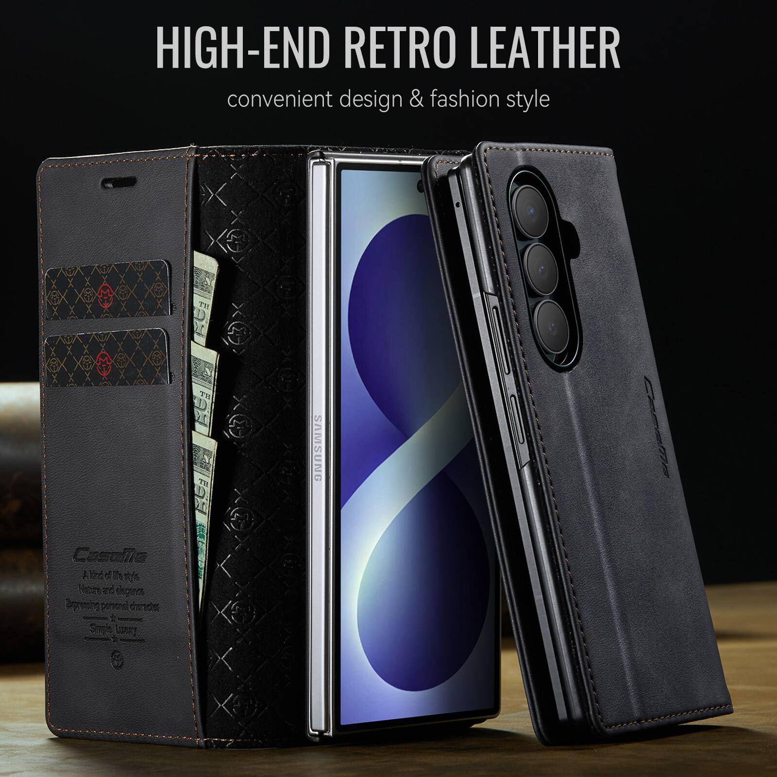 HIGH-END RETRO LEATHER  
convenient design & fashion style

CaseMe A to 0% atyls Nature and sugera Repreming personal dioredor  
SAMSUNG
