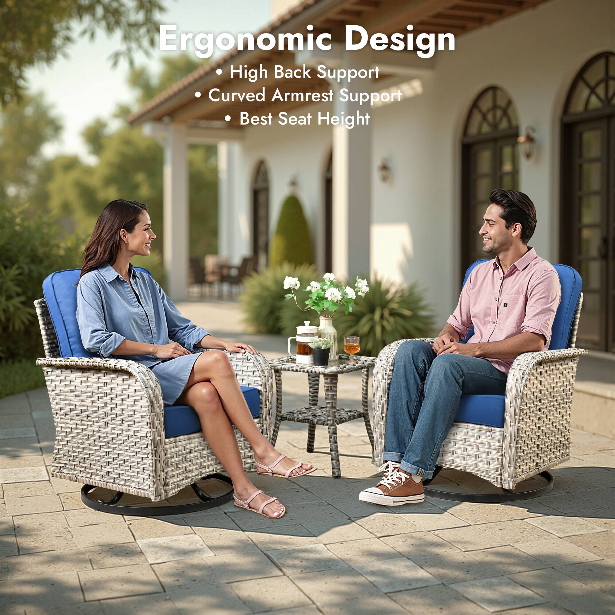 Ergonomic Design

- High Back Support
- Curved Armrest Support
- Best Seat Height