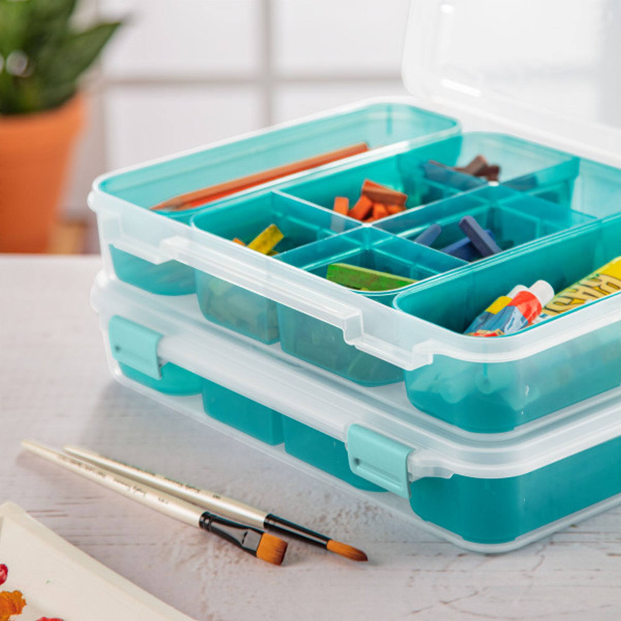 Alt View 7. Sterilite - Sterilite Divided Case Stackable Plastic Small Storage Lidded Container, 6 Pack.