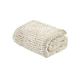 Gracie Mills - Huffman Artisan Double-Knit Throw - Ivory