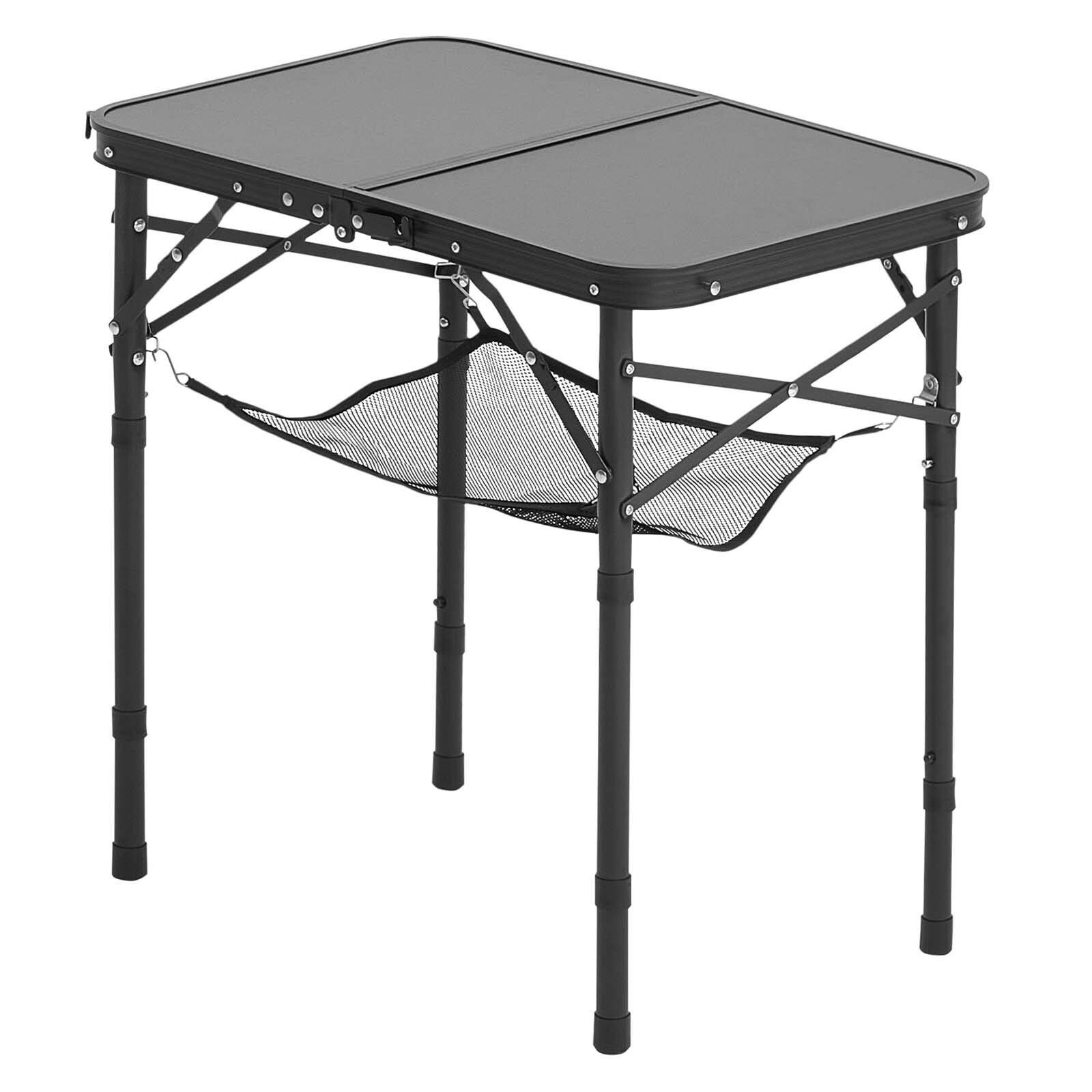 Alt View 9. Glintex - Camping Table, Adjustable Height Folding Camping Desk with Mesh Layer, Portable Lightweight for BBQ & Picnic - Black.