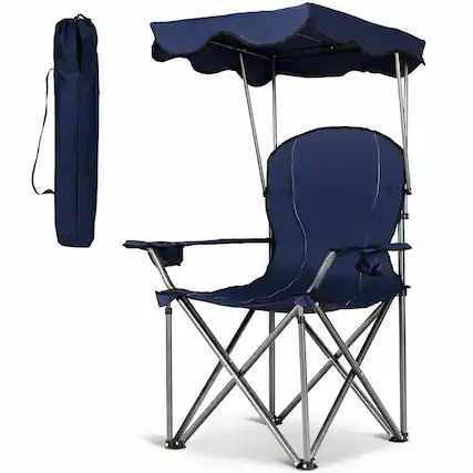 Front. Gymax - Gymax Folding Canopy Camping Chair Portable Beach Chair w/ Carrying Bag Blue - Blue.