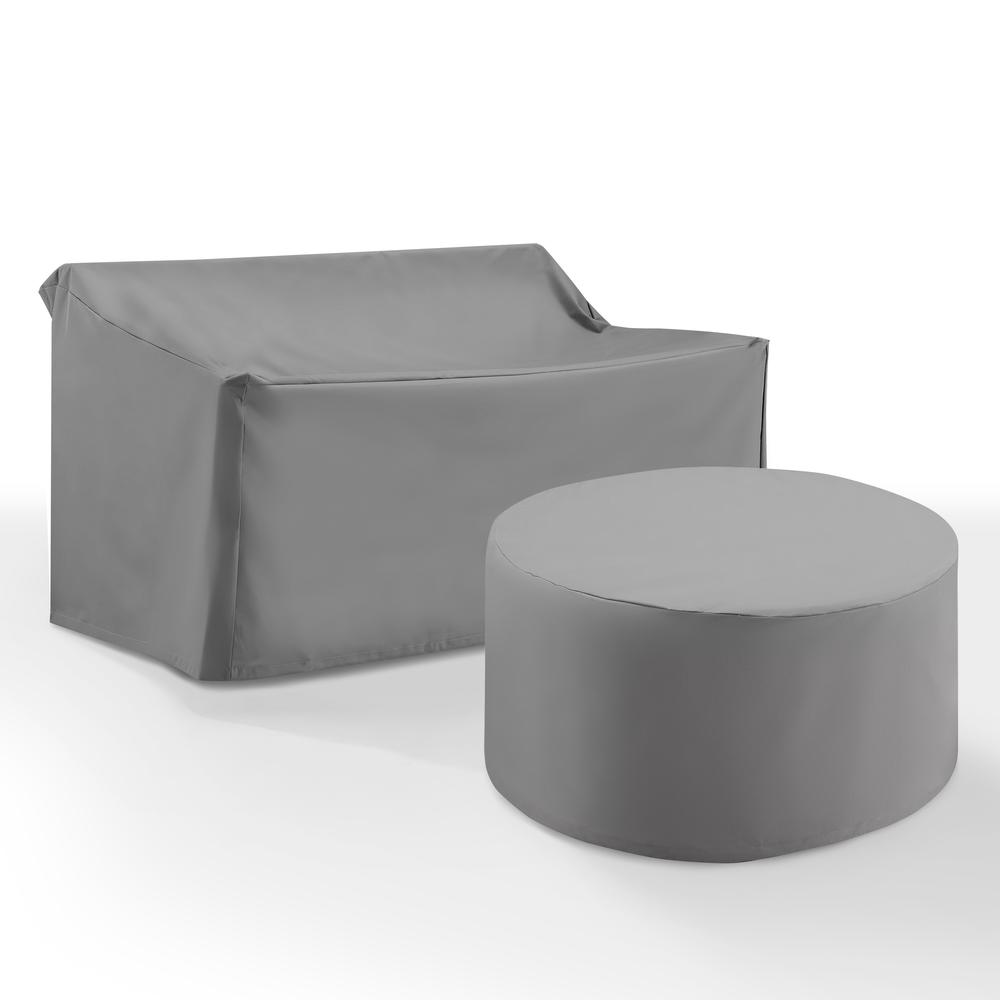 Alt View 2. Crosley Furniture - 2Pc Outdoor Furniture Cover Set - Loveseat & Round Table - Gray.