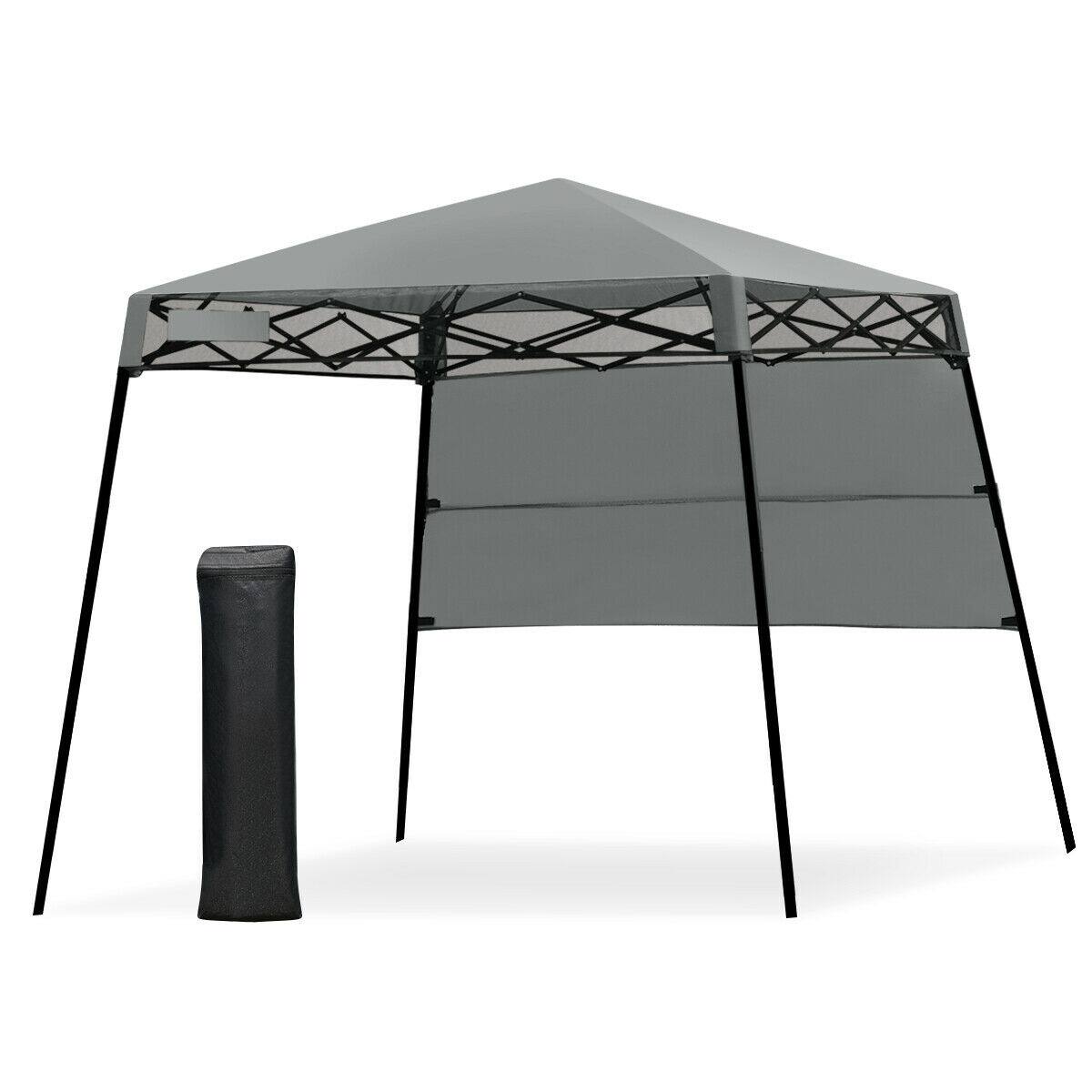 Alt View 1. Gymax - Gymax 7x7 FT Slant Leg Pop-up Canopy Tent Shelter Adjustable Portable Carry Bag Gray - Grey.
