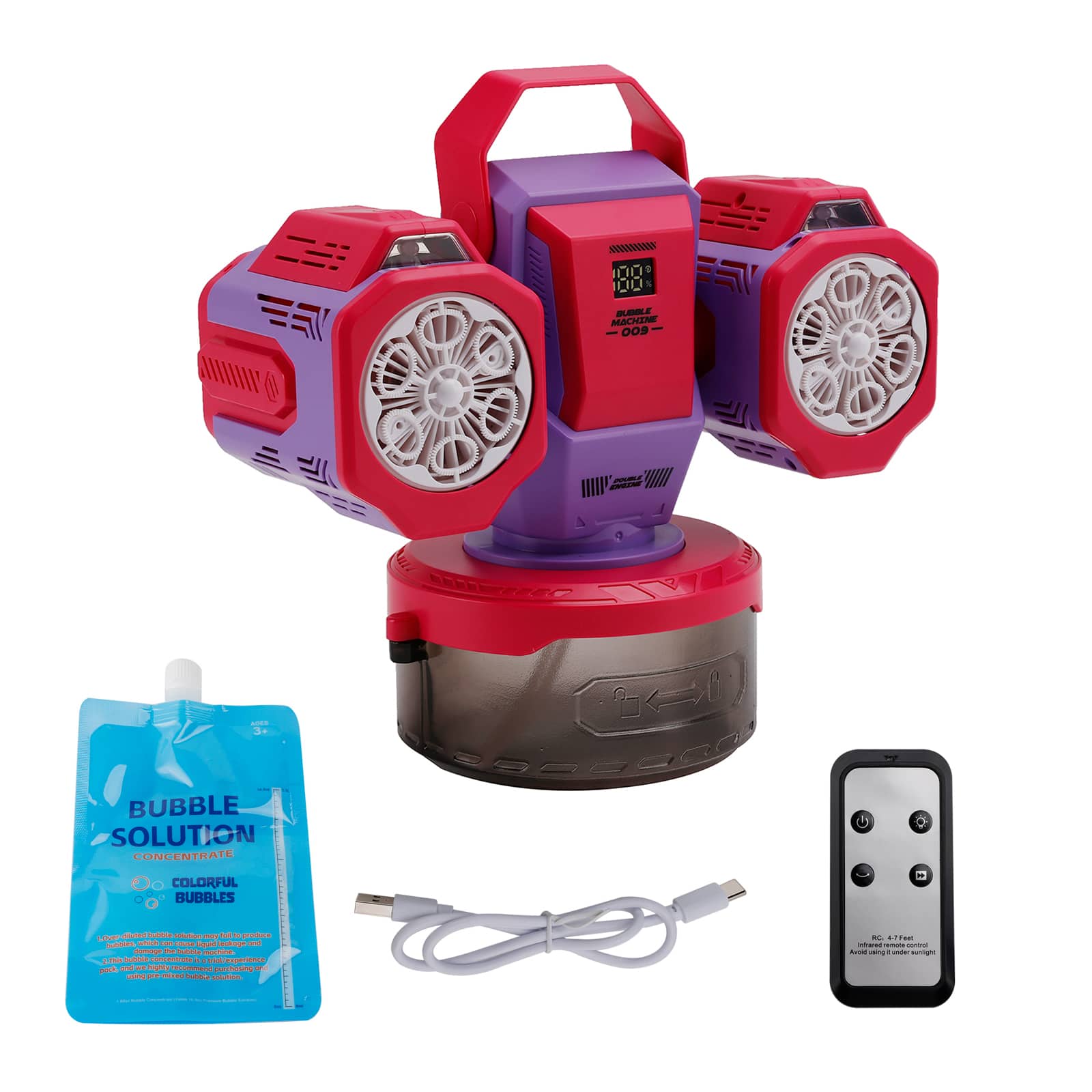 Topteng - Rechargeable Bubble Machine–360° Rotation,RGB Lights,Remote Control,30,000 Bubbles/min, Fit for Outdoor Parties & Events - Purple price history on PriceWatchPro
