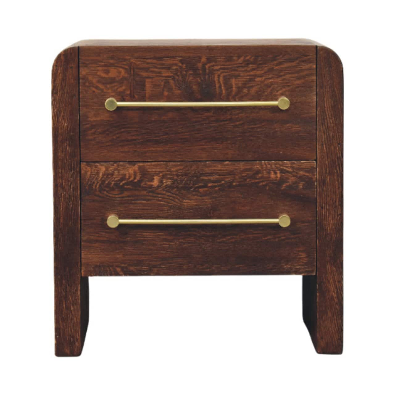 Artisan Furniture - Solid Wood Copenhagen 2-Drawer Nightstand in Smoked Oak - Brown