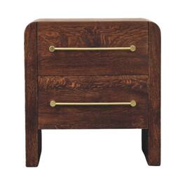 Artisan Furniture - Solid Wood Copenhagen 2-Drawer Nightstand in Smoked Oak - Brown