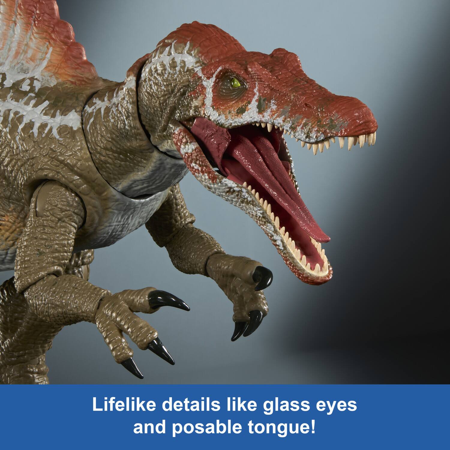 Lifelike details like glass eyes and posable tongue!