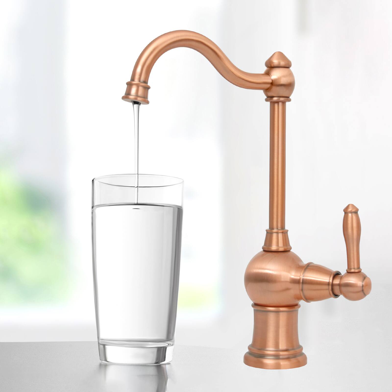 Alt View 3. Akicon - Akicon Solid Brass One-Handle 360° Swivel Lead-Free Kitchen Water Filter Faucet in Copper - Copper.