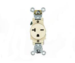 Leviton - 20 Amp 250 Volt Industrial Heavy-Duty Single Straight-Blade Self-Grounding Receptacle 5461-T - Light Almond