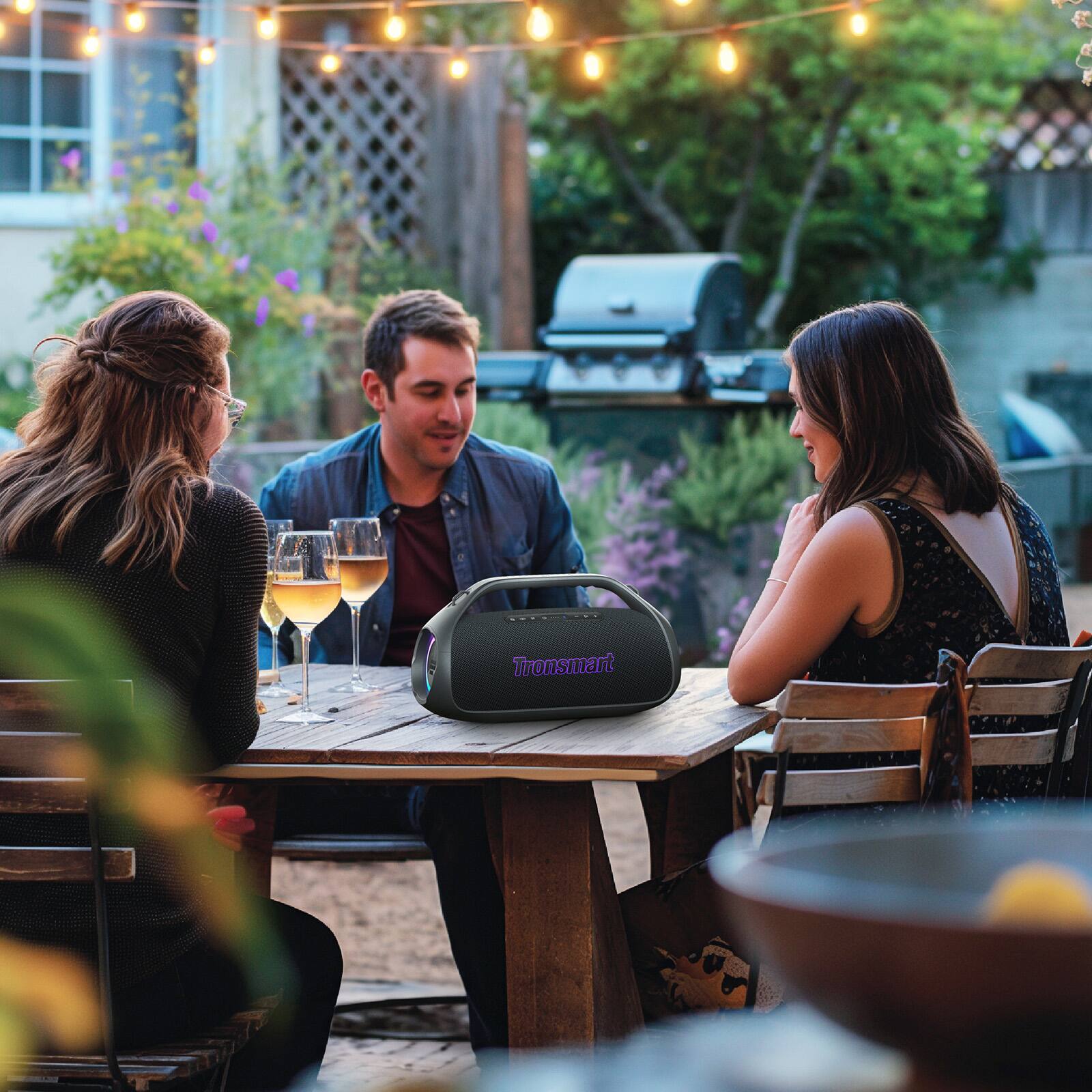 Alt View 9. Tronsmart - Bang 2 Portable Bluetooth Speaker, 90W Deep Bass, Custom EQ & Light, IPX6 Waterproof, 26H Playtime for Outdoor, Beach - Black.