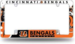 Rico Industries - Cincinnati Football Bengals Chrome Metal License Plate Frame with Bold Full Frame Design - Multi