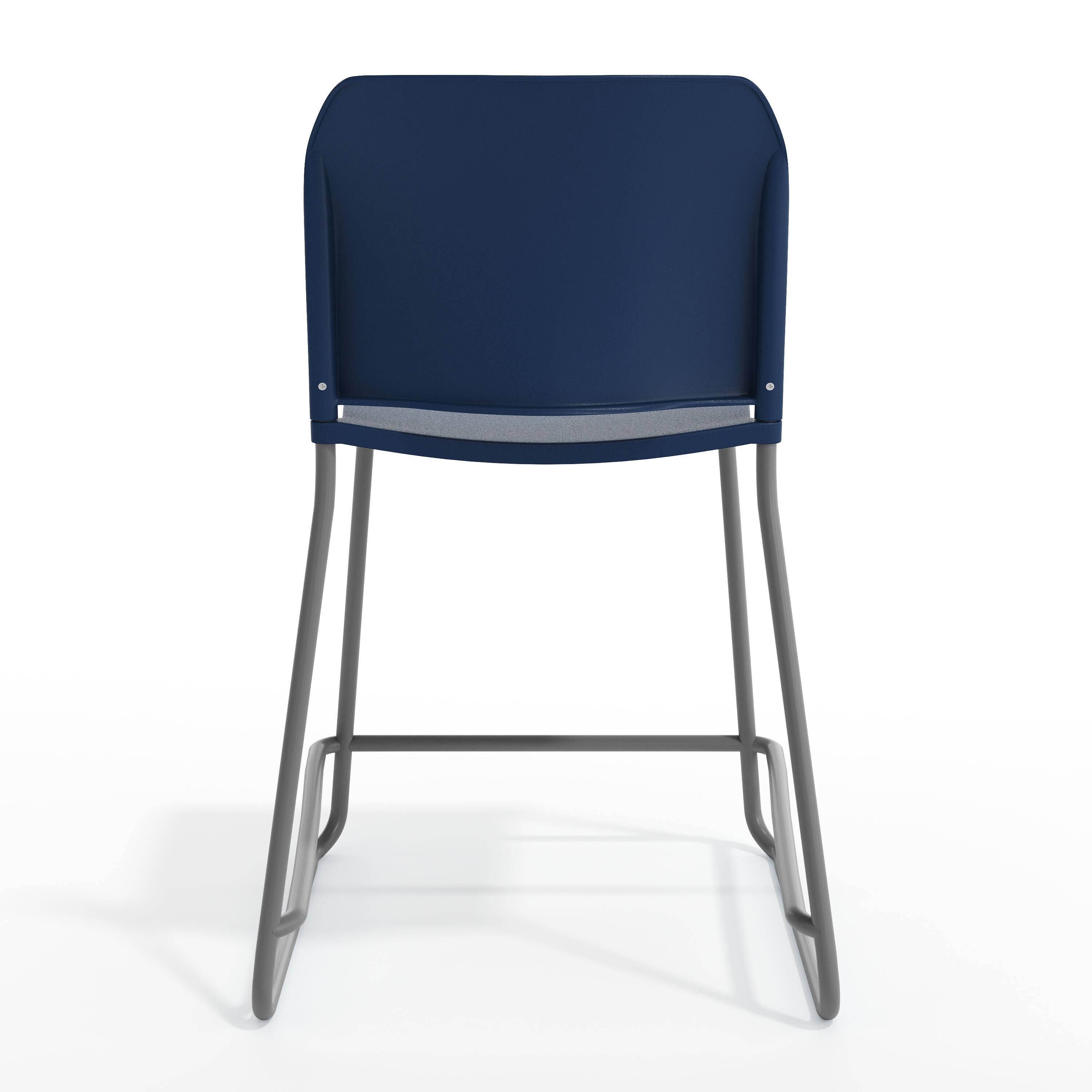 Alt View 7. Emma + Oliver - Calliope Stackable Office Reception Counter Stool with Contoured Backrest and Chrome Sled Base - Navy Plastic/Gray Frame.