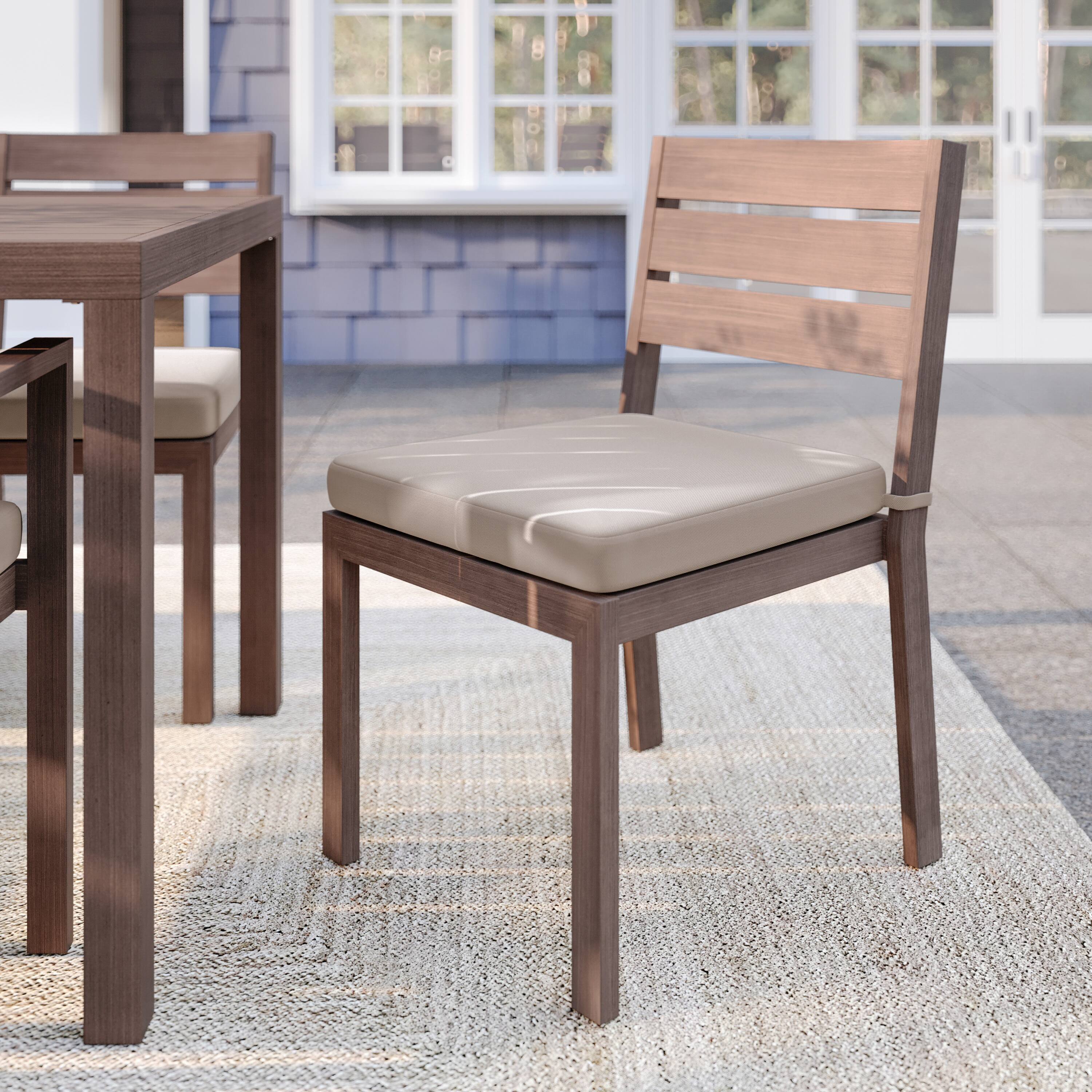 Alt View 1. Martha Stewart - Bedford All-Weather Stacking Patio Side Dining Chair with Seat Cushion - Brown.