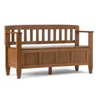 Simpli Home - Brooklyn Entryway Storage Bench - Medium Saddle Brown - Front_Zoom