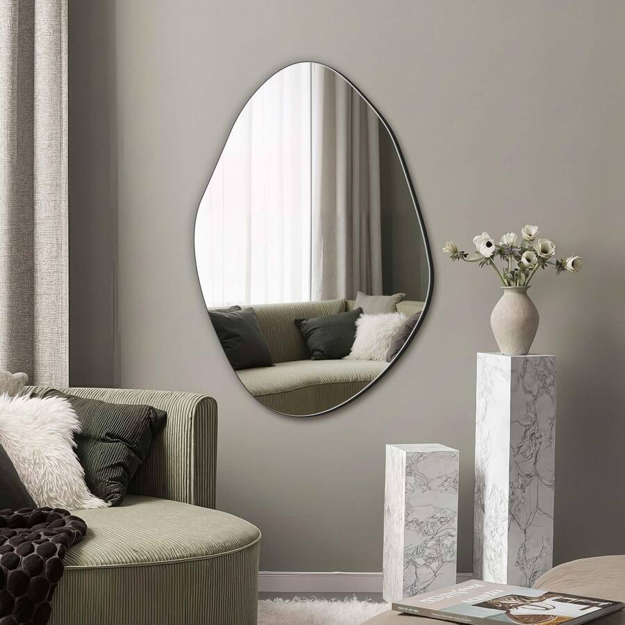 HOME DECO FACTORY, HD4391, Decorative Round Mirror in MDF Wood, Modern HOME DECO FACTORY, HD4391, Decorative Round Mirror in MDF Wood, Modern
