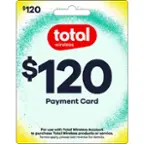 $120 Total Wireless Payment Card For use with Total Wireless Account to purchase Total Wireless products or service. Terms apply, please see reverse for details.