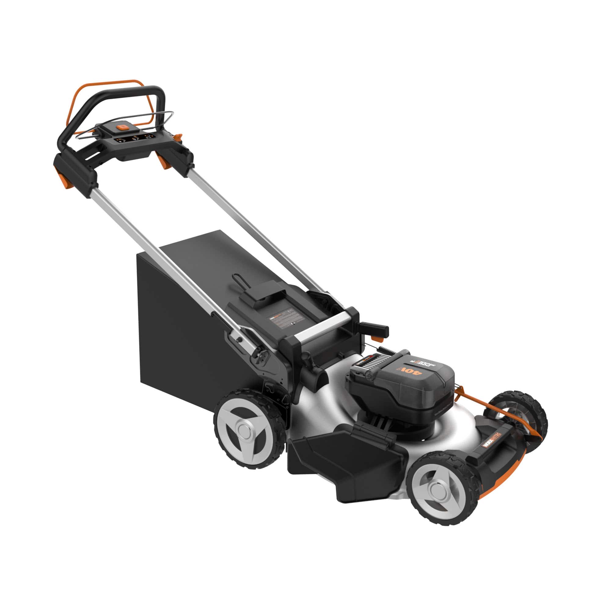 Alt View 13. WORX - Nitro 40V Cordless Self-Propelled Lawn Mower (2 x 5.0 Ah Batteries and 1 x Charger) - Black.