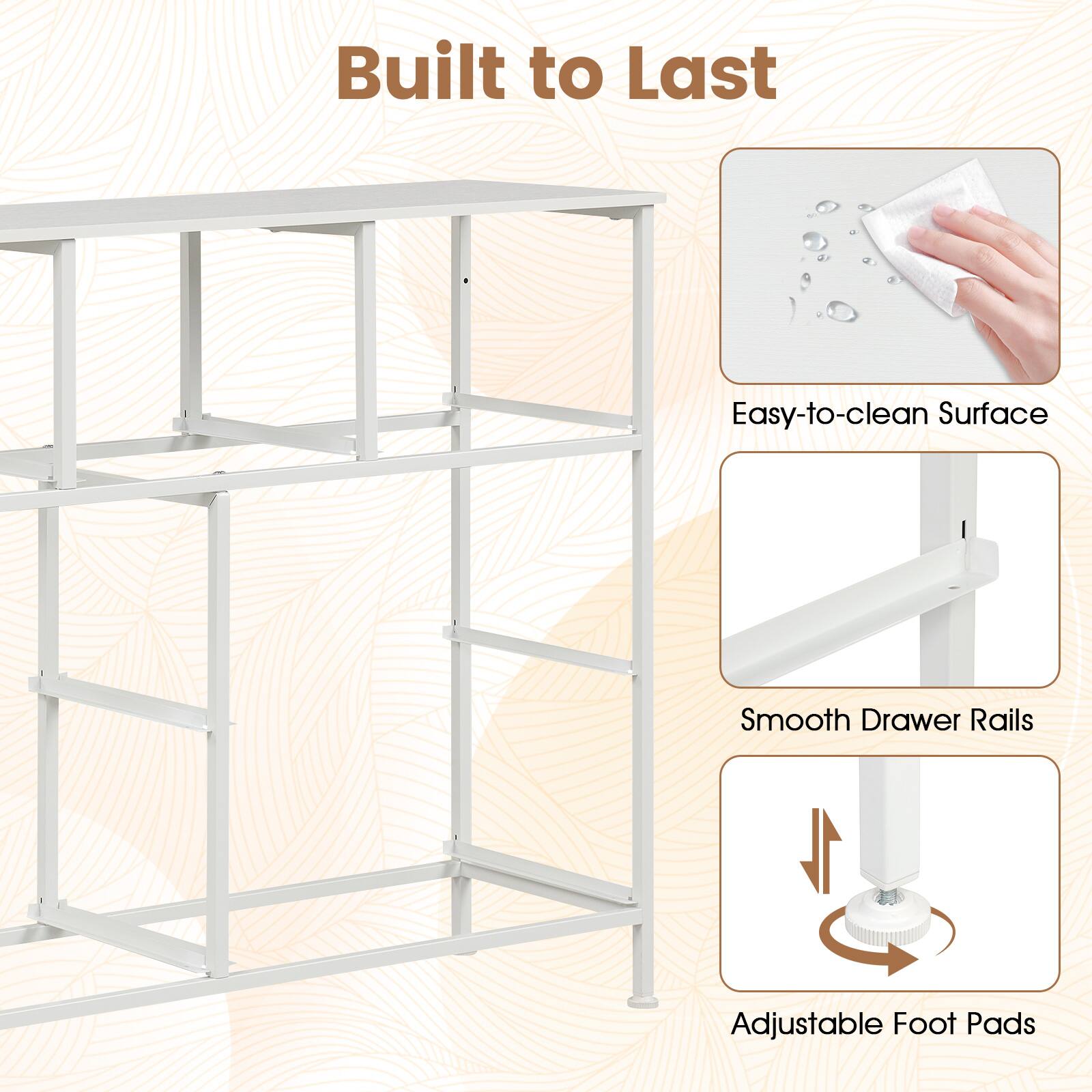 Built to Last

- Easy-to-clean Surface
- Smooth Drawer Rails
- Adjustable Foot Pads
