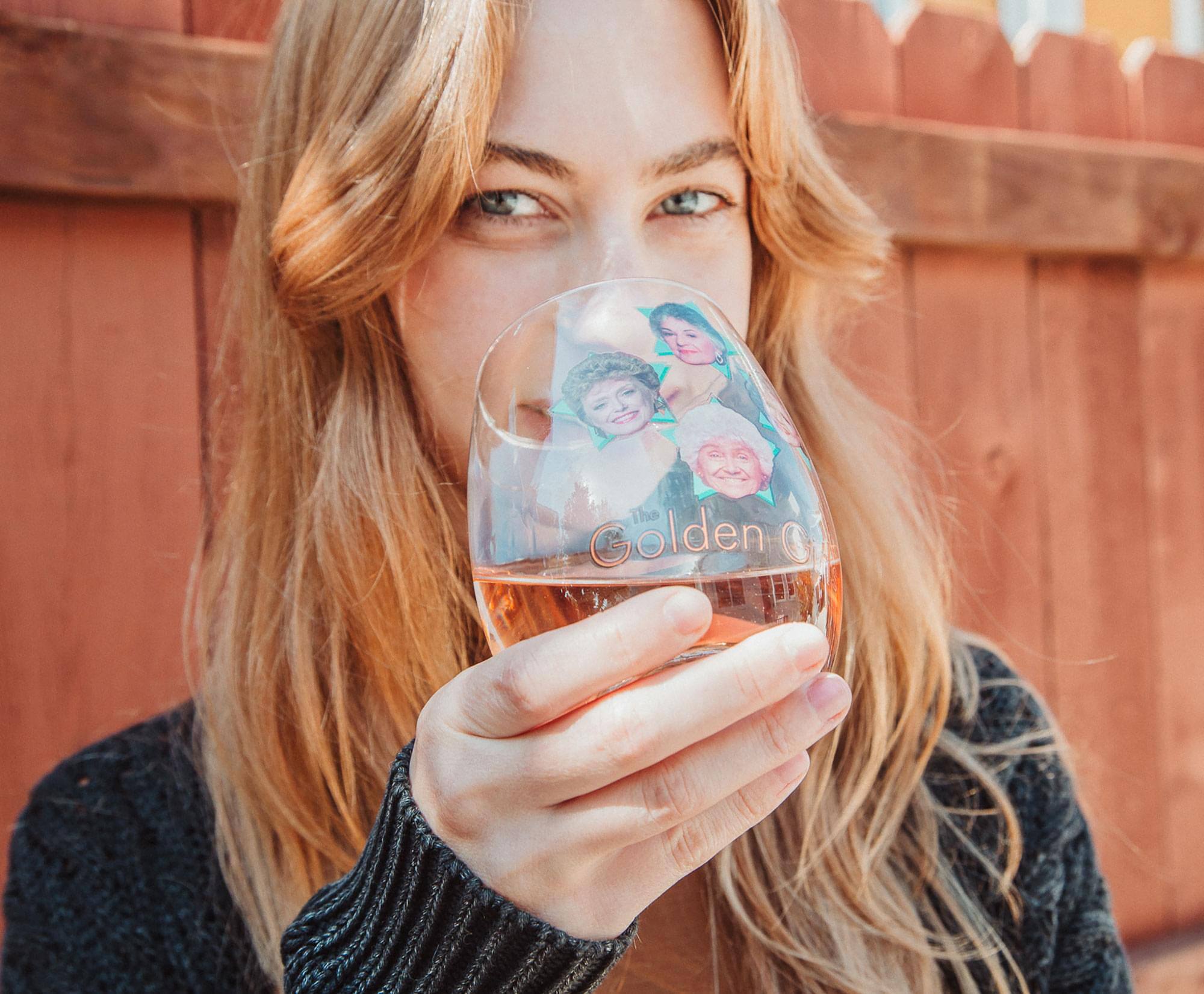 Alt View 3. Silver Buffalo - The Golden Girls Stars Stemless Wine Glass | Holds 20 Ounces - Blue.