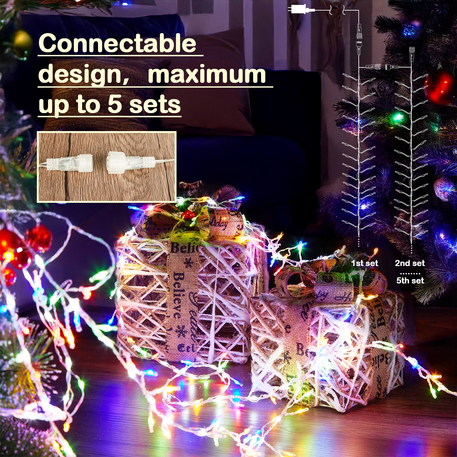 Connectable design, maximum up to 5 sets

1st set
2nd set
5th set