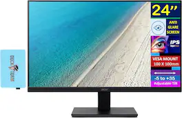 Acer - 24" Vero Gbmix FHD IPS Monitor, 4ms, Anti-Glare, HDMI, Adaptive Sync, VESA Mount(100mm), Speakers, w/DKZ Hub - Black