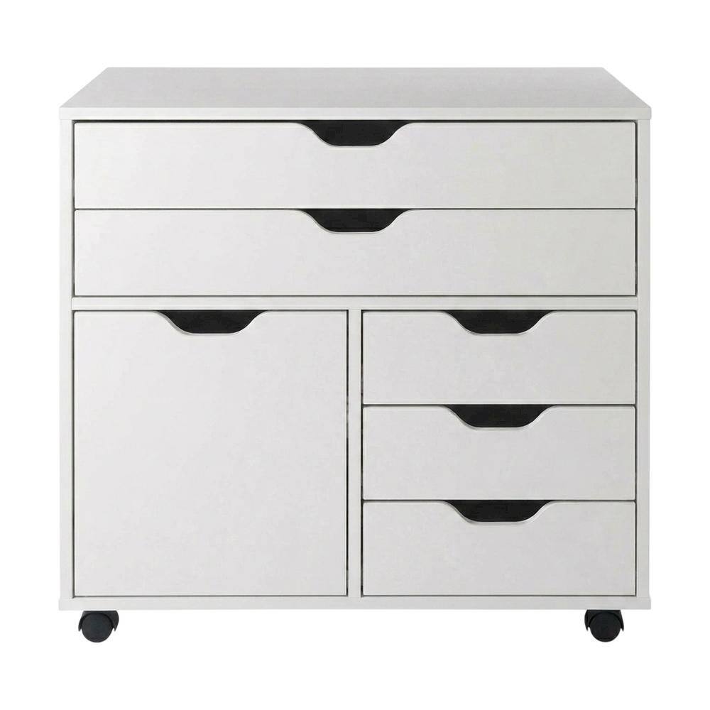 Left. FurniFact - White Office Storage Cabinet With Drawers - White.