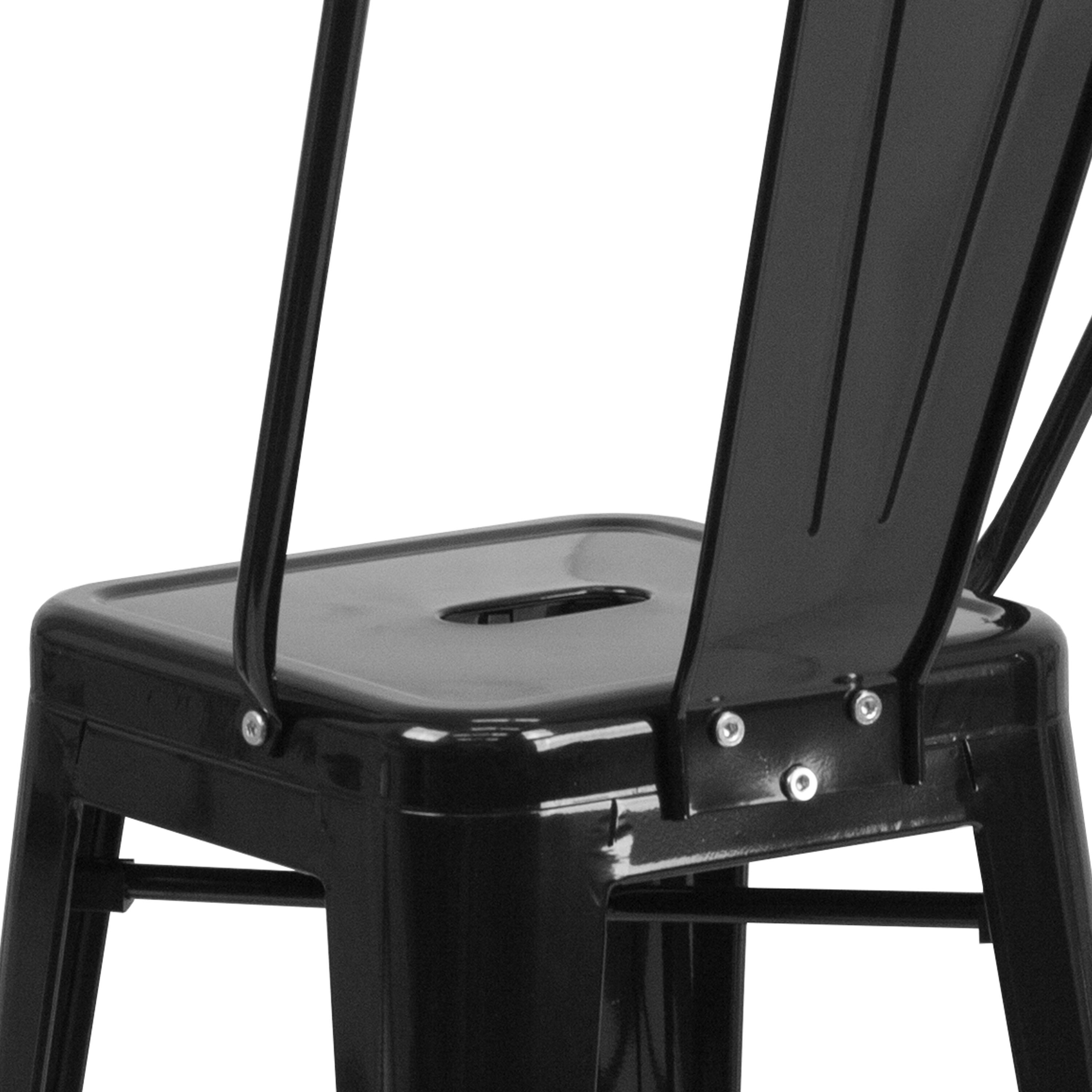 Alt View 10. Emma + Oliver - Commercial Grade 4 Pack 24" High Metal Indoor-Outdoor Counter Height Stool with Back - Black.