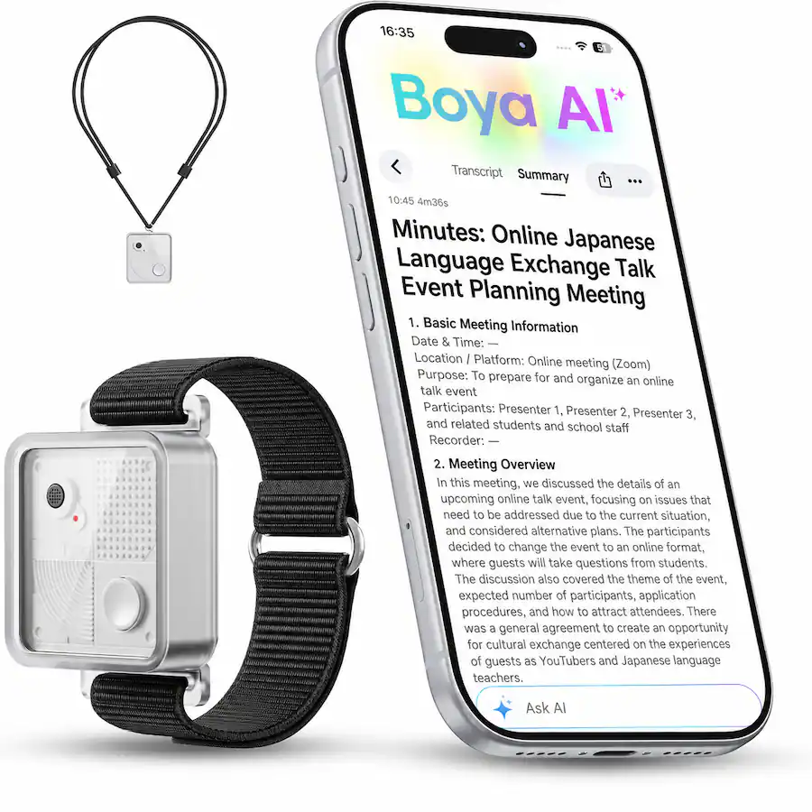 Recording Transcipt Example BOYA NOTRA NANO AI Voice Recorder with Transcription and Summaries ...