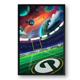 Sporticulture - Bay Packers Galaxy Print Framed Art - Green