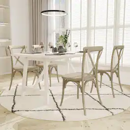 Emma + Oliver - Hensler Set of 2 Weather-Resistant Wood Look Stackable Resin Cross Back Chairs for Indoor/Outdoor Use - Light Oak
