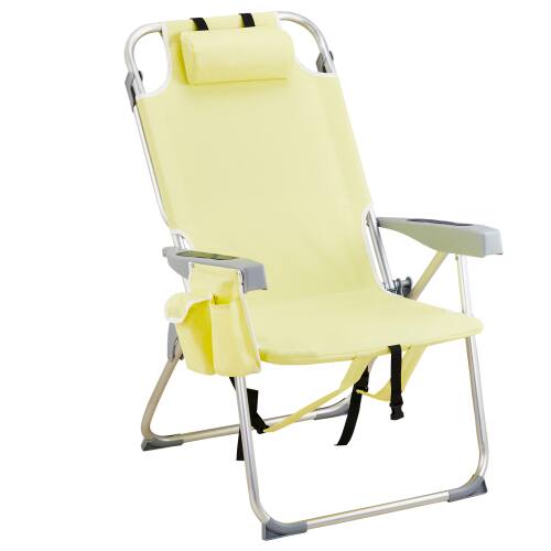 Winado - 1PC Backpack Beach Camping Chair Folding Heavy Duty, Aluminum Comfortable Adjustable Back with Cup Holder for Outdoor - Yellow