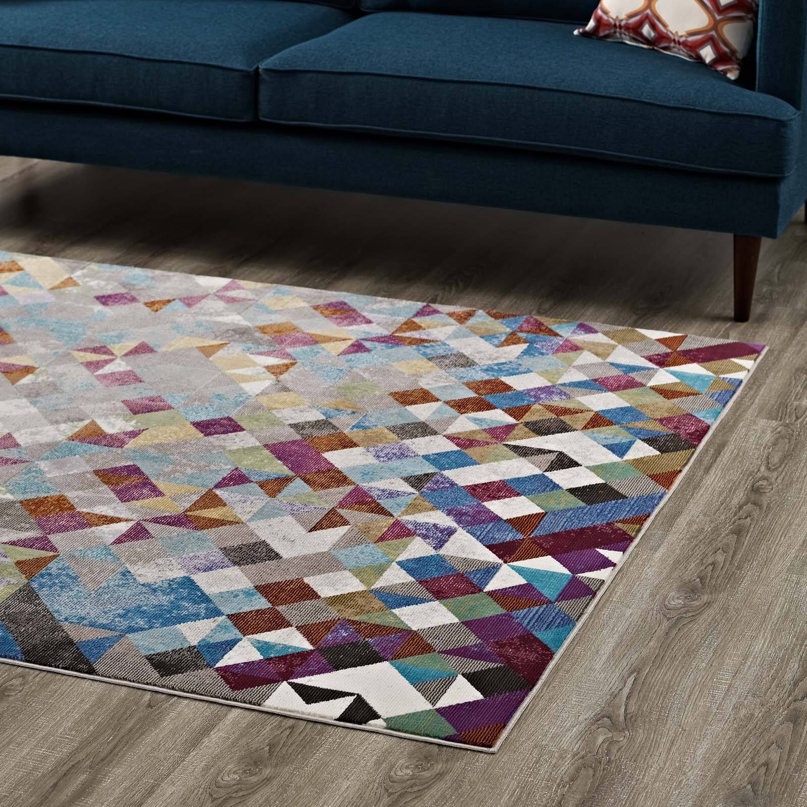 Back. Modway - Lavendula Triangle Mosaic Area Rug - Multicolored.