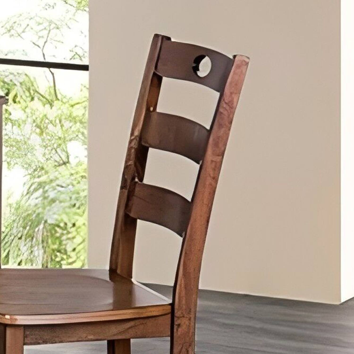 Alt View 1. Vaczon - Solid Rubberwood Dining Table Set, 5-Piece Kitchen Table and Chair Set with Slat Back Chairs - Walnut.