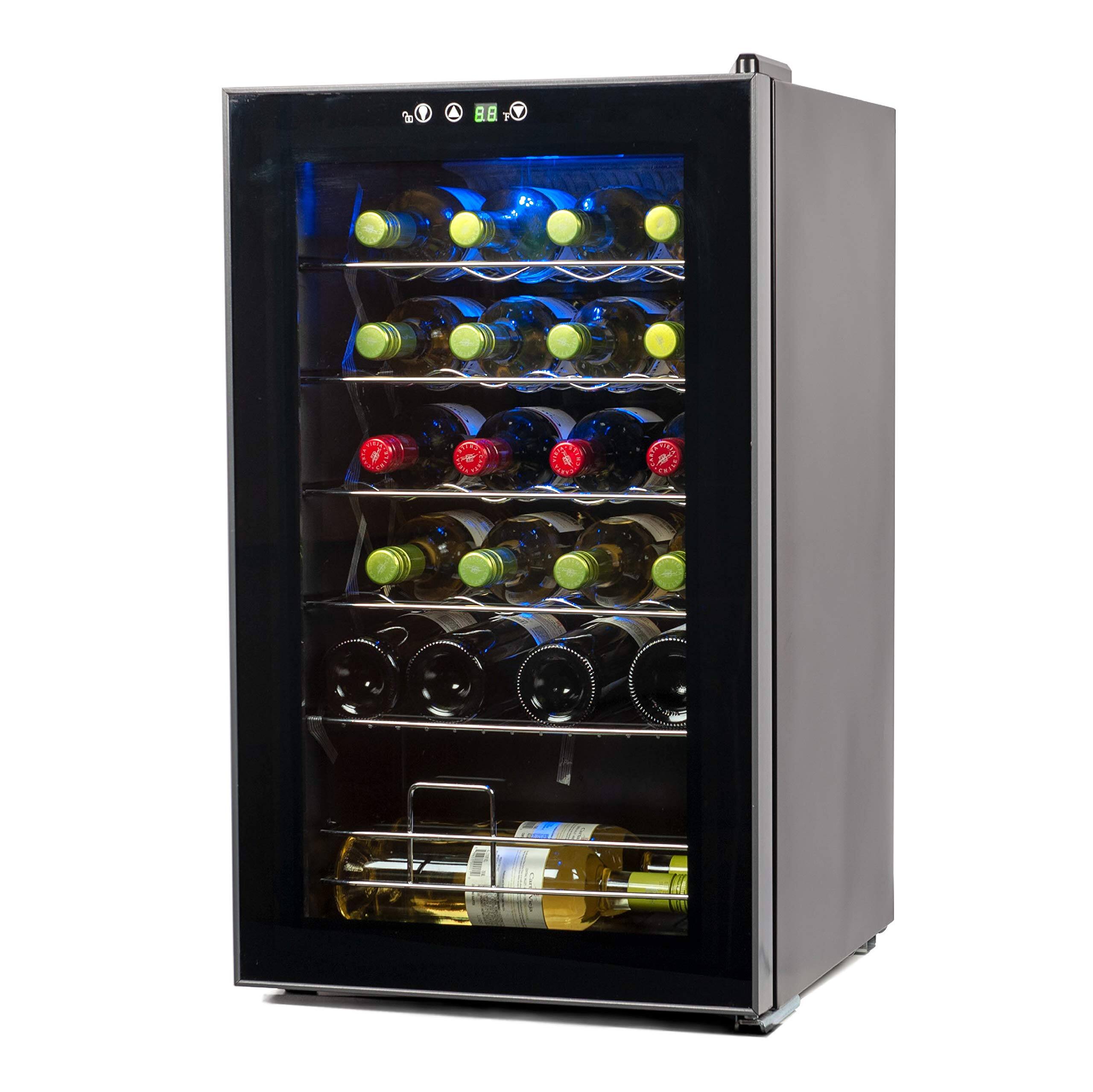 Angle. Black+Decker - BLACK+DECKER 24 Bottle Wine Fridge, Compressor Cooling Wine Cooler Refrigerator with Interior Light - Black.