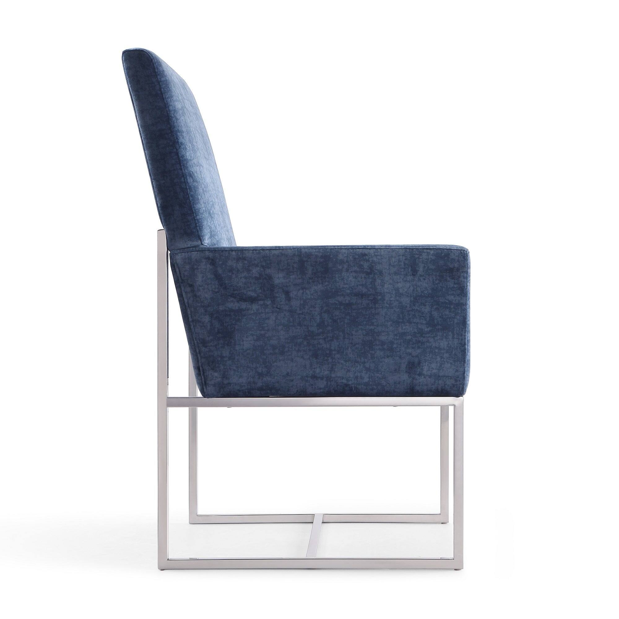 Alt View 1. Manhattan Comfort - Element Modern Metal Velvet Dining Chair - Blue.