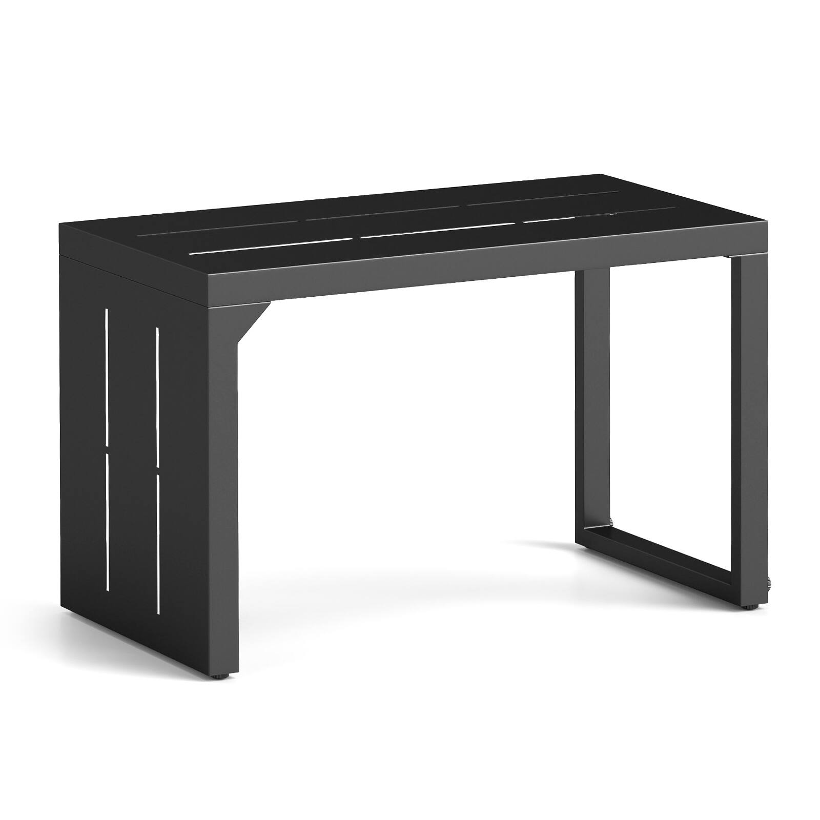 Front. Sugift - C-Shaped End Table Convertible Coffee Table with Adjustable Foot Pads - Black.