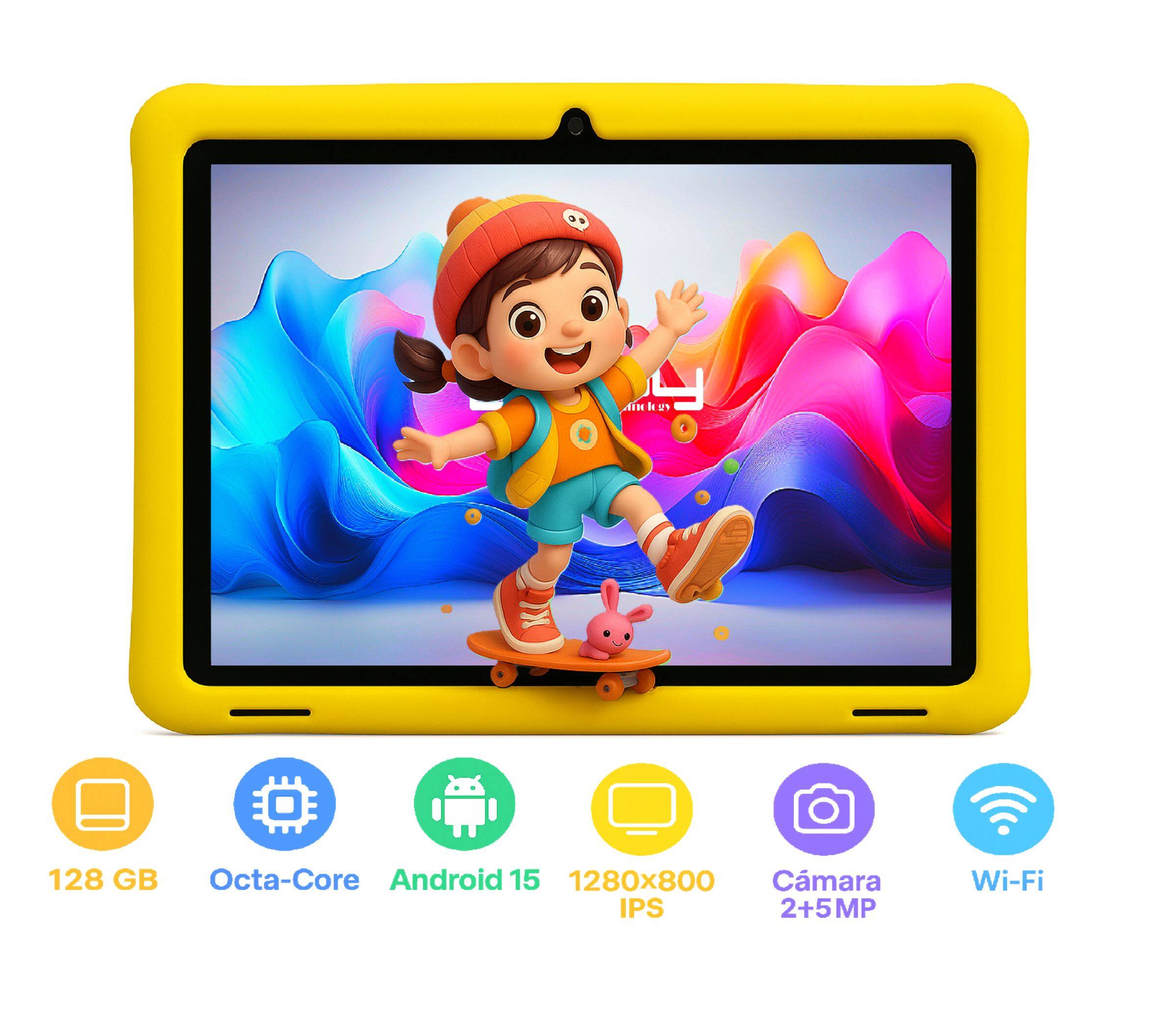 - 128 GB
- Octa-Core
- Android 15
- 1280x800 IPS
- Cámara 2+5MP
- Wi-Fi