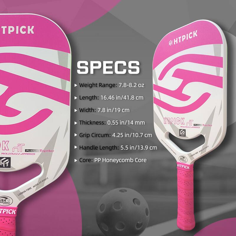 Sure, here is the corrected and grouped text:

---

**HTPICK**

**SPECS**

- Weight Range: 7.8-8.2 oz
- Length: 16.46 in / 41.8 cm
- Width: 7.8 in / 19 cm
- Thickness: 0.55 in / 14 mm
- Grip Circumference: 4.25 in / 10.7 cm
- Handle Length: 5.5 in / 13.9 cm
- Core: PP Honeycomb Core

**HTPICK**

**HTPICK**

**HTPICK**

**HTPICK**

**HTPICK**

**HTPICK**

**HTPICK**

**HTPICK**

**HTPICK**

**HTPICK**

**HTPICK**

**HTPICK**

**HTPICK**

**HTPICK**

**HTPICK**

**HTPICK**

**HTPICK**

**HTPICK**

**HTPICK**

**HTPICK**

**HTPICK**

**HTPICK**

**HTPICK**

**HTPICK**

**HTPICK**

**HTPICK