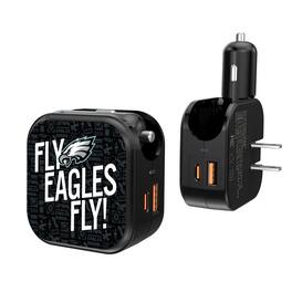 Keyscaper - Black Philadelphia Eagles 2-In-1 USB A/C Charger - Black