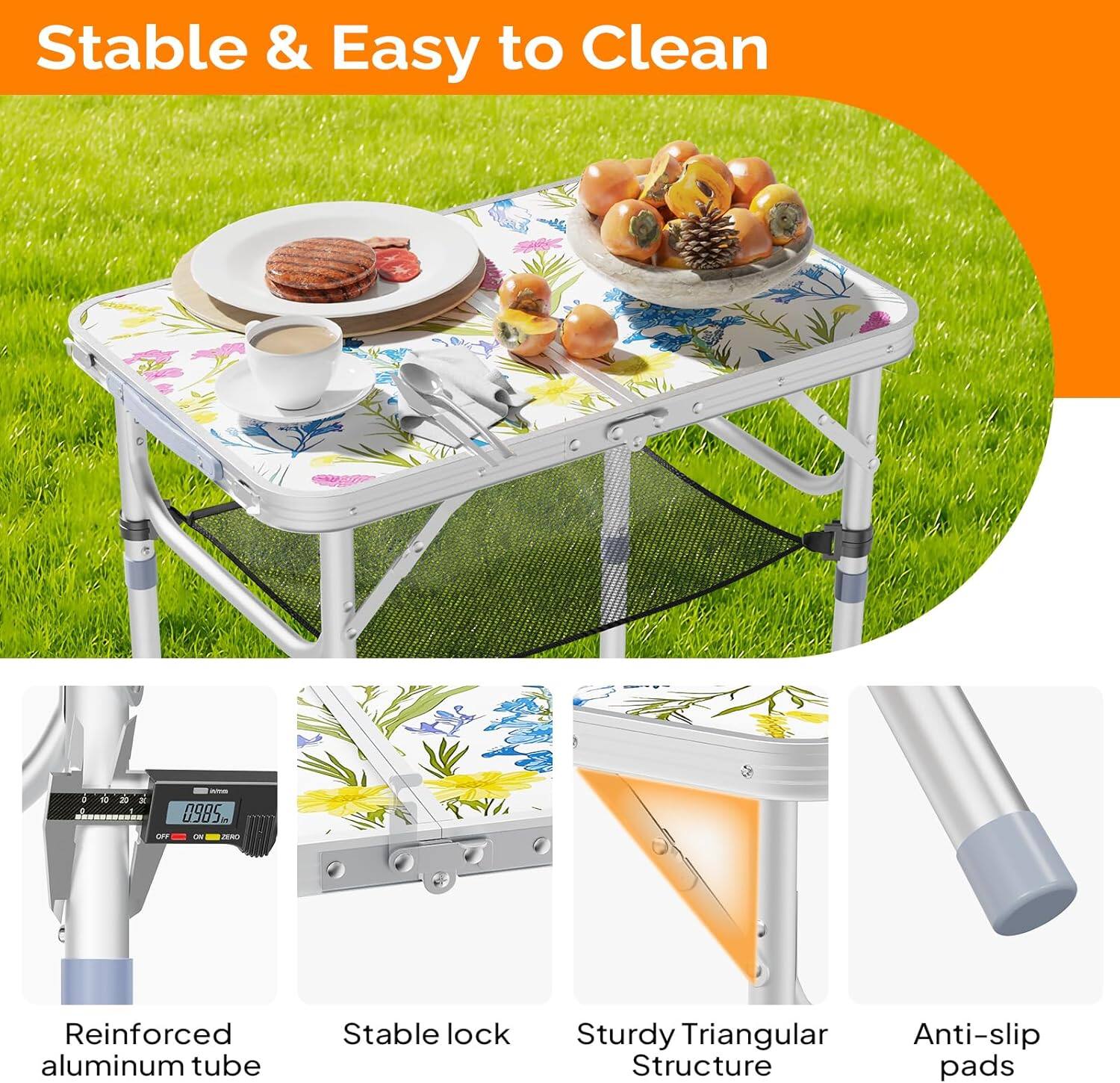 Stable & Easy to Clean

- Reinforced aluminum tube
- Stable lock
- Sturdy Triangular Structure
- Anti-slip pads