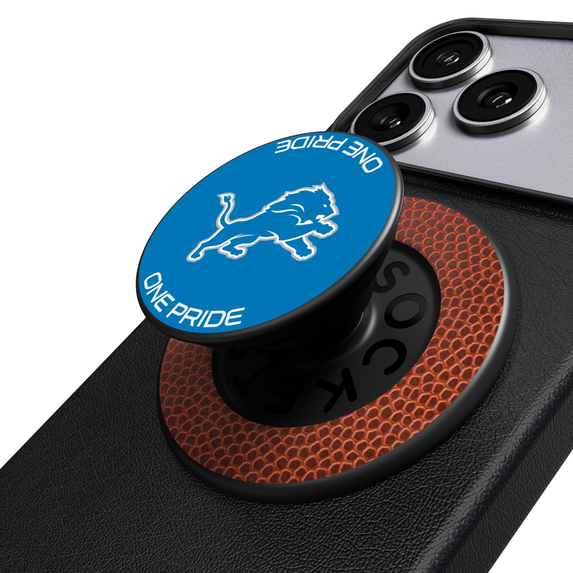 Keyscaper - Detroit Lions Endzone Solid PopSockets Magnetic Phone Grip & Stand - No Size - Black