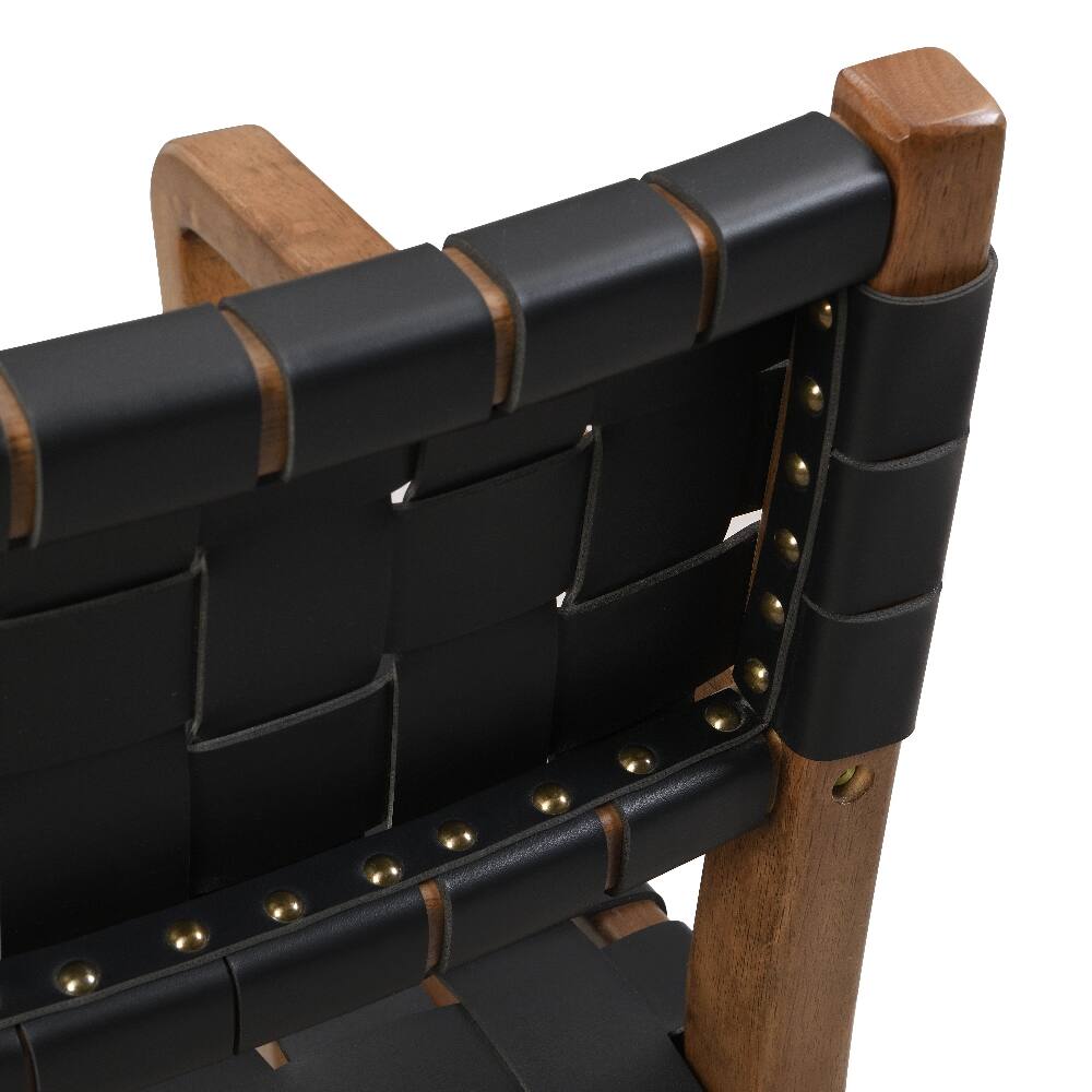 Alt View 6. Loheer - Loheer PU Leather Dining Chairs Set of 2 Industrial Modern Rubberwood Black - Black.