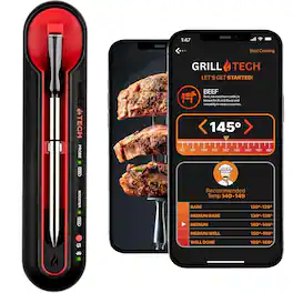 Zulay Kitchen - Smart Bluetooth Meat Thermometer Wireless Thermometer by Grill Tech - Black
