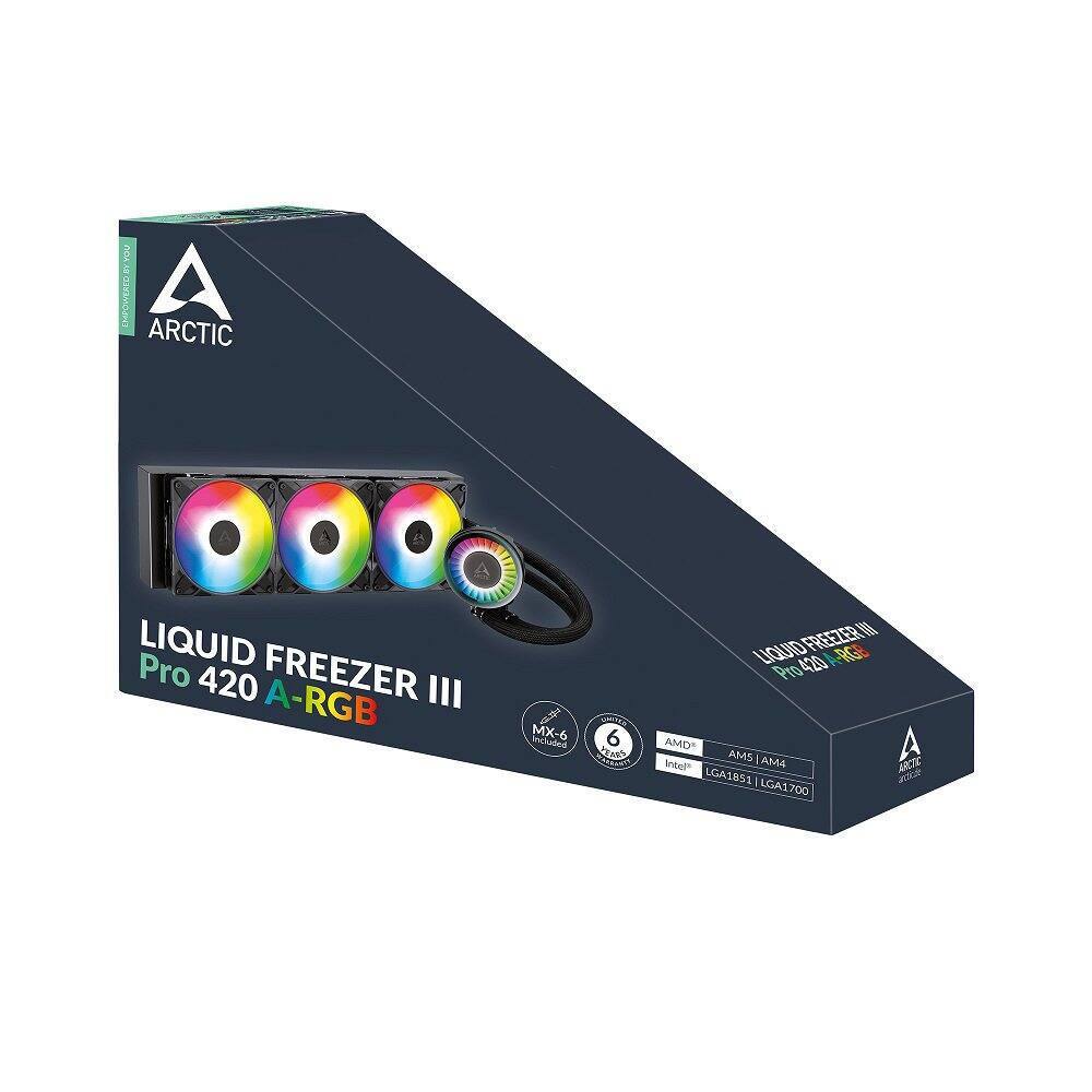 ARCTIC LIQUID FREEZER III Pro 420 A-RGB  
Includes 6 RGB Fans  
AMD AM4, Intel LGA1851, LGA1700