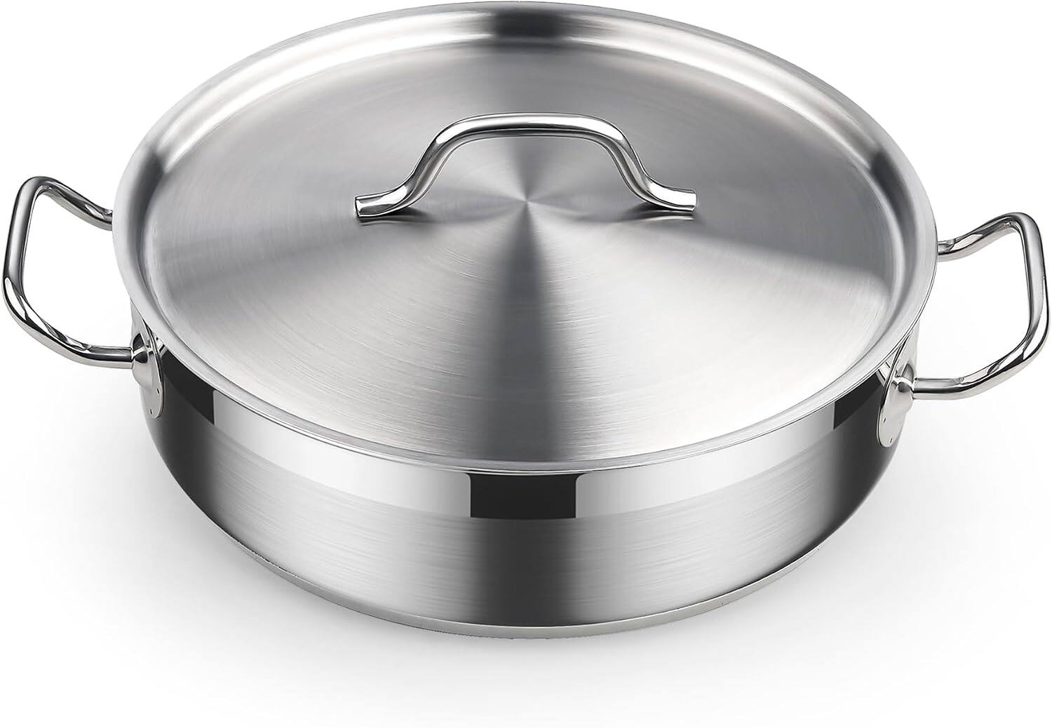 Front. Cooks Standard - Professional 4qt S S Sauté Pan w Lid, Deep Frying Pan Chefs All Purpose Skillet With Lid, induction Dishwasher Oven Safe - stainless steel.