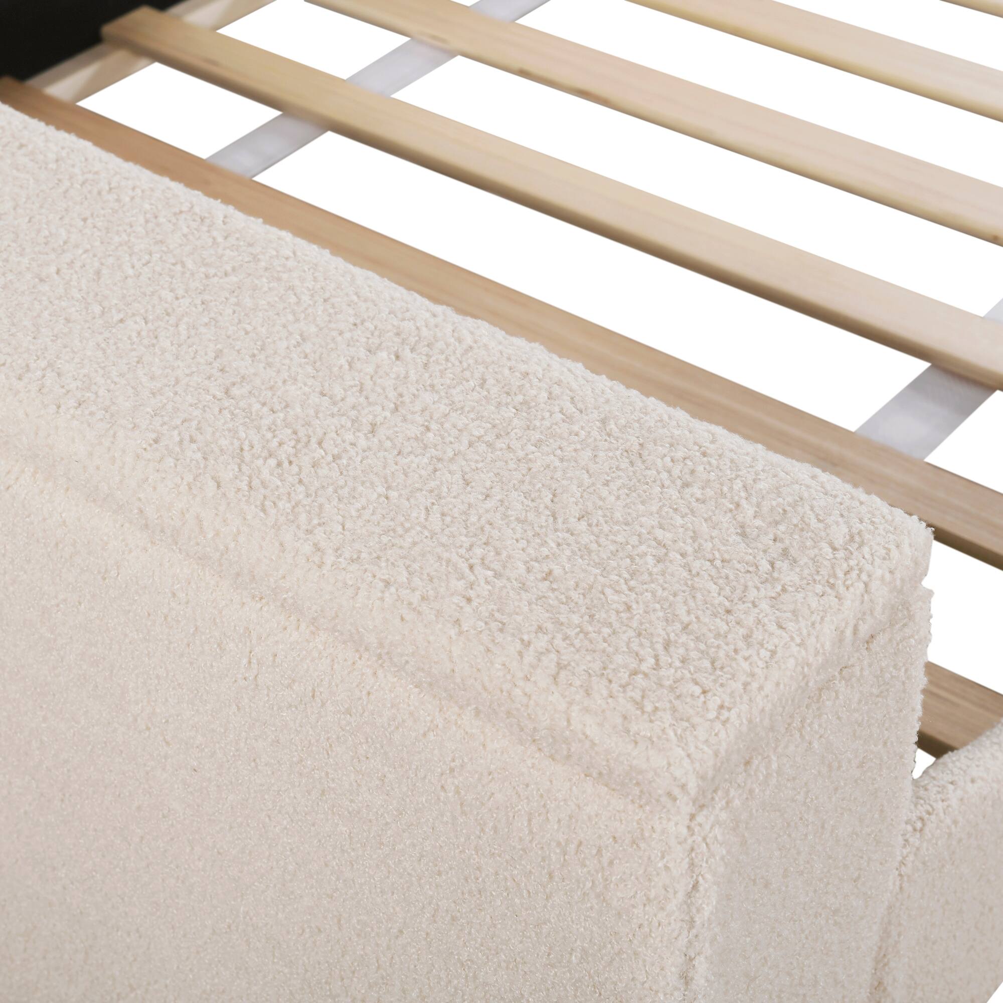 Alt View 8. Tiramisubest - Twin Size Upholstered Daybed with Storage Armrests, Trundle and Latest Integrated Bluetooth Audio System, Teddy Fleece - Beige.