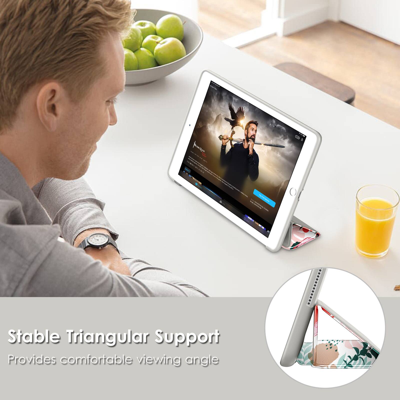 Stable Triangular Support  
Provides comfortable viewing angle