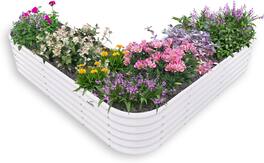 A Anleolife - Metal Freefom Heart-Shaped Raised Garden Bed Planter Box for Planting Vegetables (81 in. L x 81 in. W x 18 in. H) - White