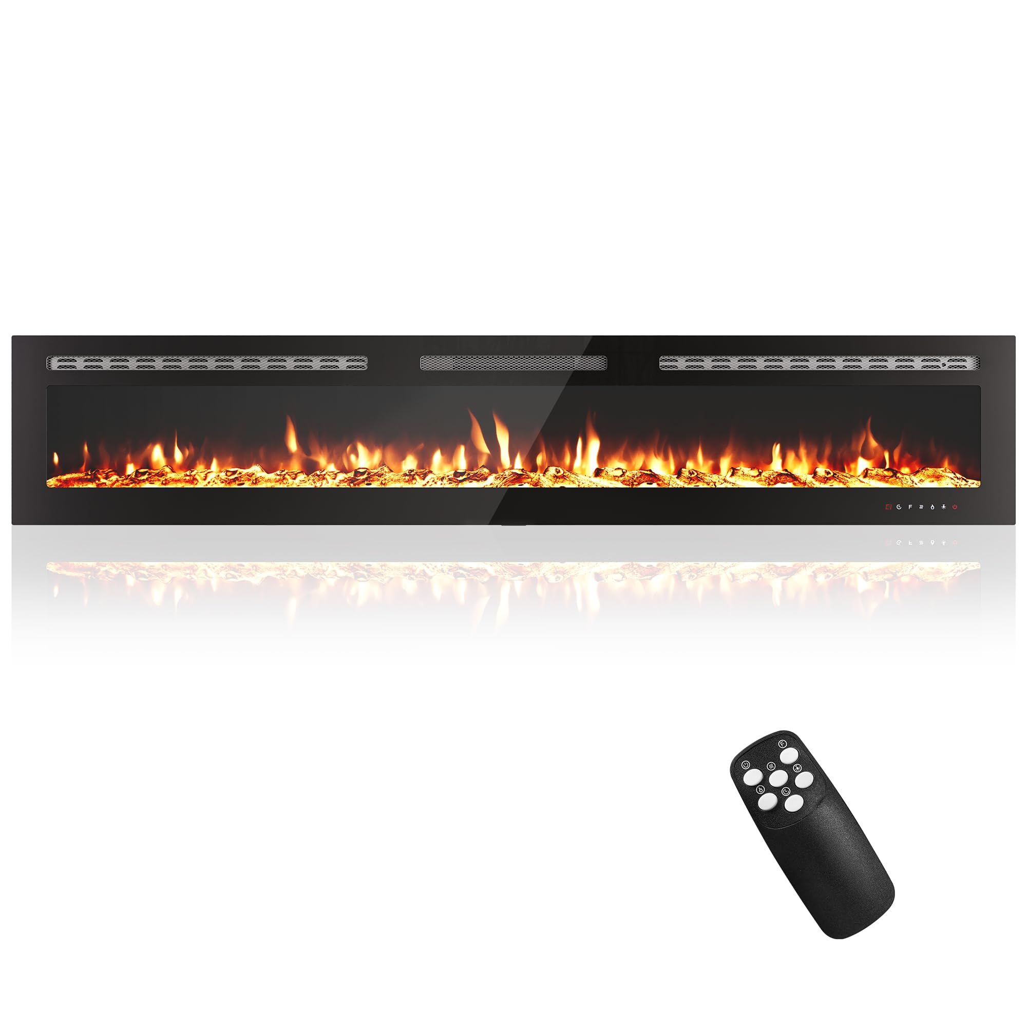 Acekool - 80 Inch Electric Fireplace, Recessed or Wall Mounted